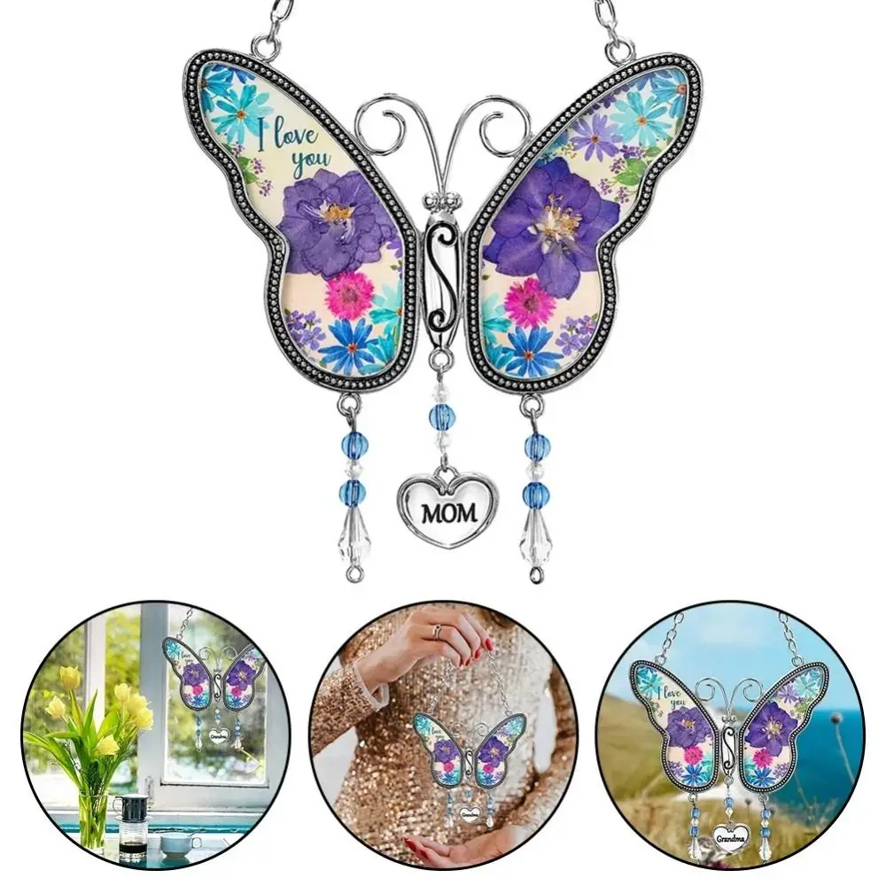 

Romantic Butterfly Metal Wind Chimes Decoration Colorful Hanging Pendant Floral Pattern with Chain Wind Chime Hanging Ornament