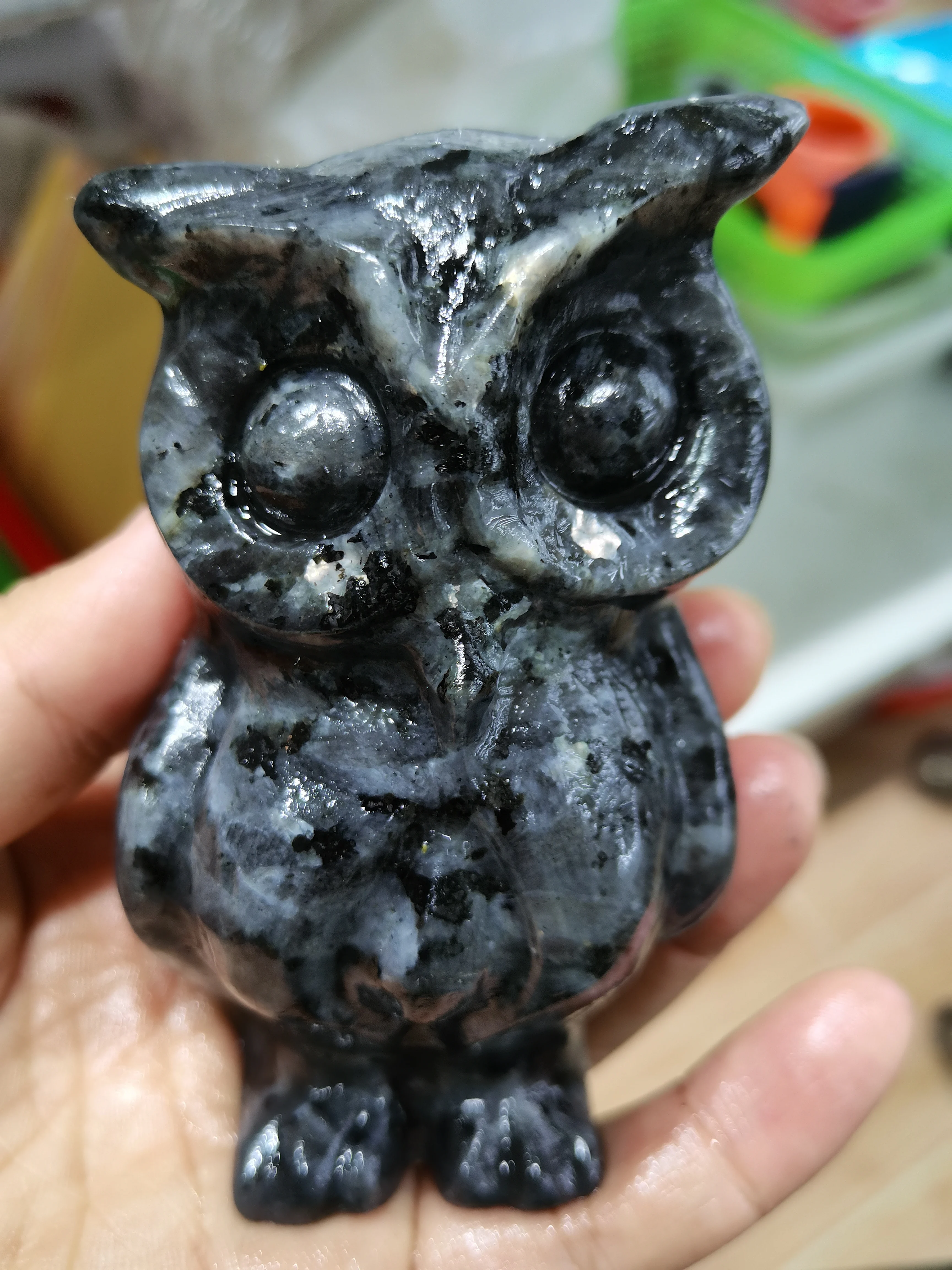 9.5cm Owl Statue Natural Stone Carving Healing Crystal Quartz Animal Figurine Energy Mineral Gem Hand Made Crafts Home Decoratio