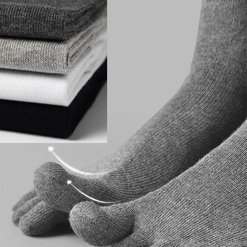 Socks with Fingers Men Fashion Sweat-absorbing Men\'s Breathable Sweat Toe Socks Comfortable Cotton Elastic Sports Business Socks