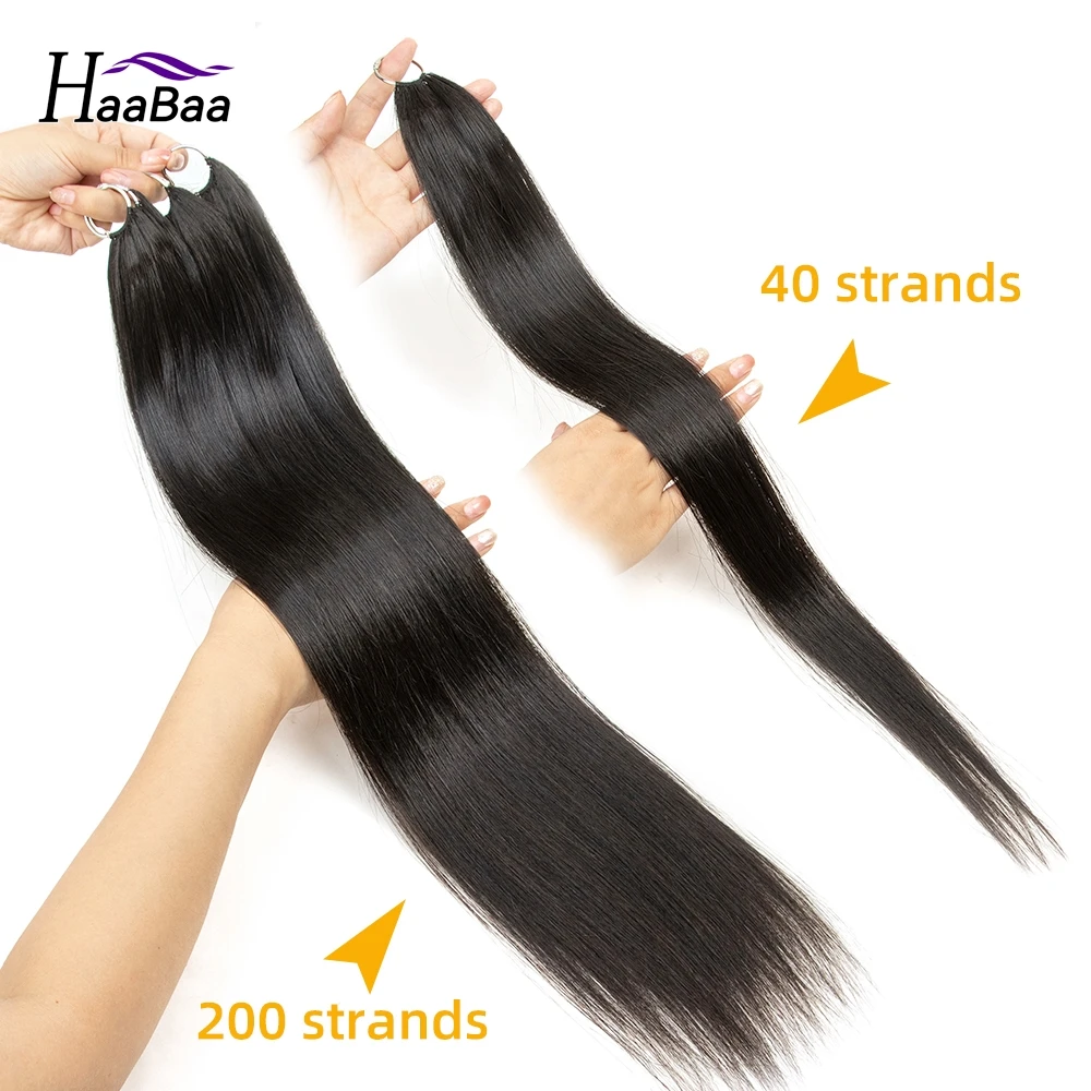 Micro Feather Hair Extensions Straight Real Human Hair Hand Knitting 16\