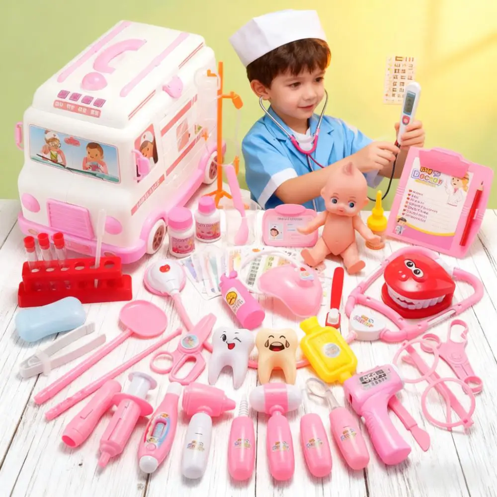 Crianças fingir playset médico com ferramentas médico role play kit enfermeira playhouse brinquedos educativos brinquedo de saúde presente para crianças