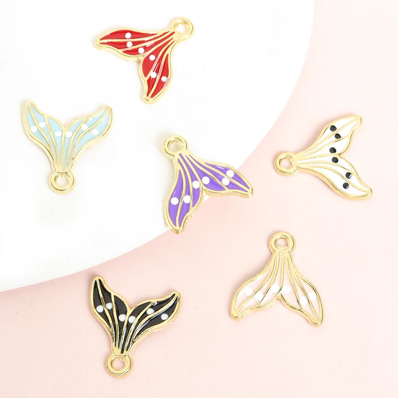 15pcs Marine Style Colorful Mermaid Tail Enamel Charms for DIY Stylish Beach Necklace Bracelet Anklet Earrings Fishtail Pendants