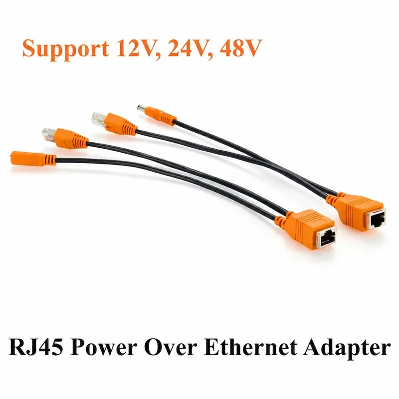PoE Injector Splitter Kit with 5.5x2.5mm DC Connector Passive RJ45 Power Over Ethernet PoE Adapter 12V-48V for IP Camera