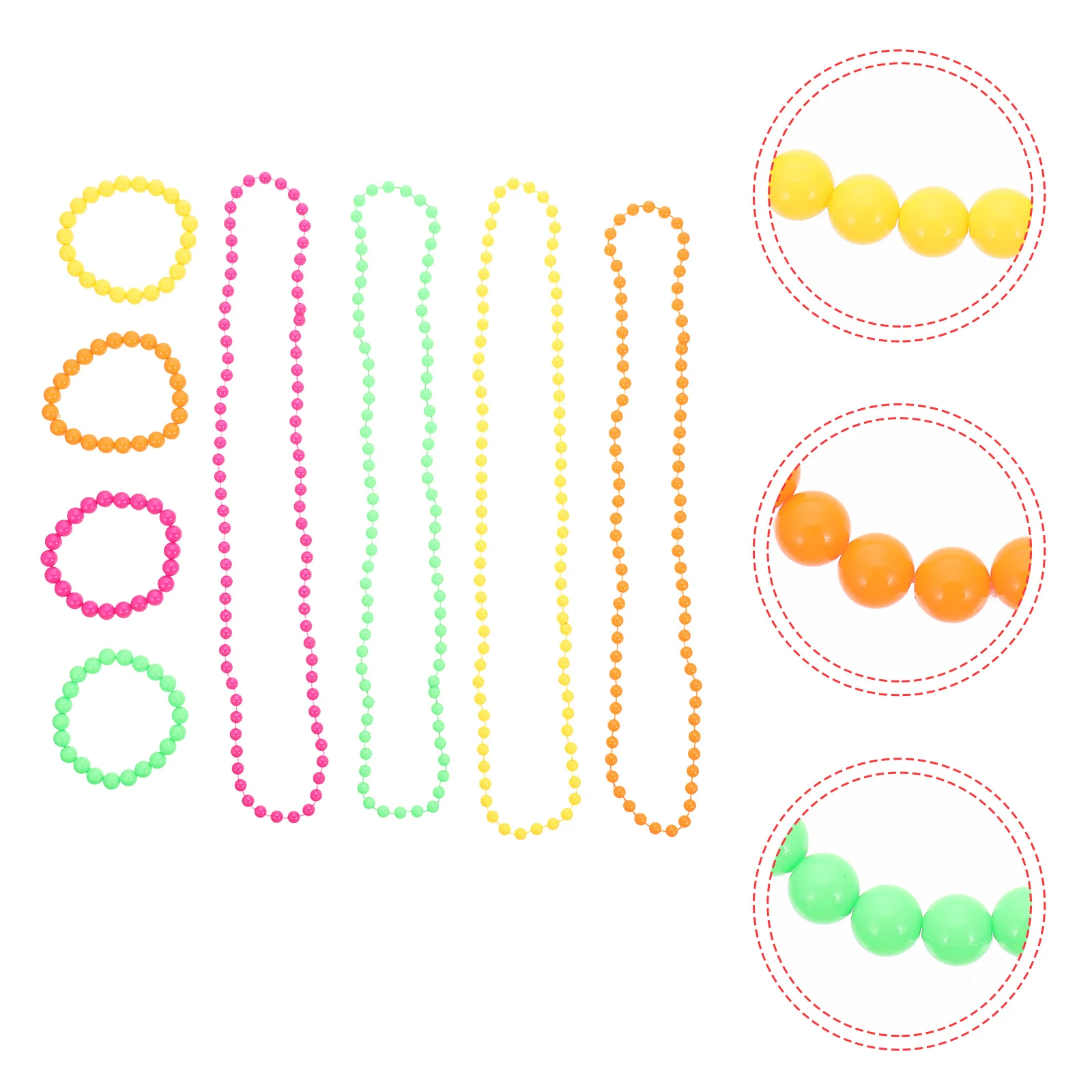 

1 set 1 Set Creative Beaded Necklace Bracelet Set Lightweight Festive Mardi Gras Jewelry Unique Plastic Beaded Chain Decorative