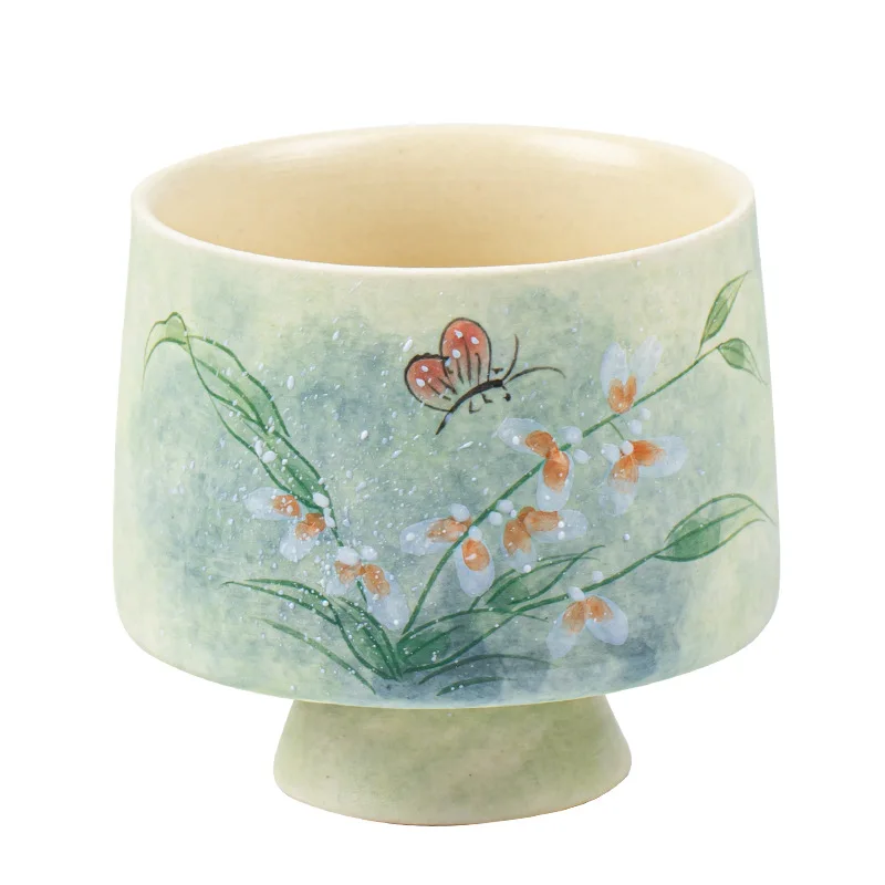 LMM hand-painted Oncidium ceramic teacup afternoon tea master cup Chinese tea cup