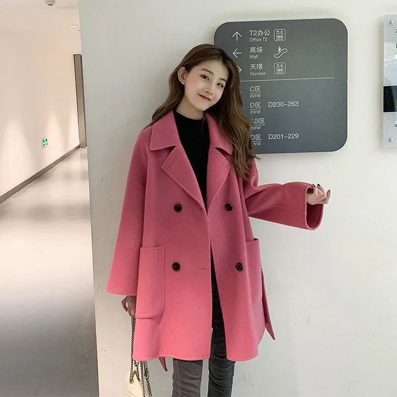 

Women's Small Floral-style Woolen Coat, 2025 Spring and Autumn New Fashion Korean Style Medium-length Loose Woolen Jacket Trend
