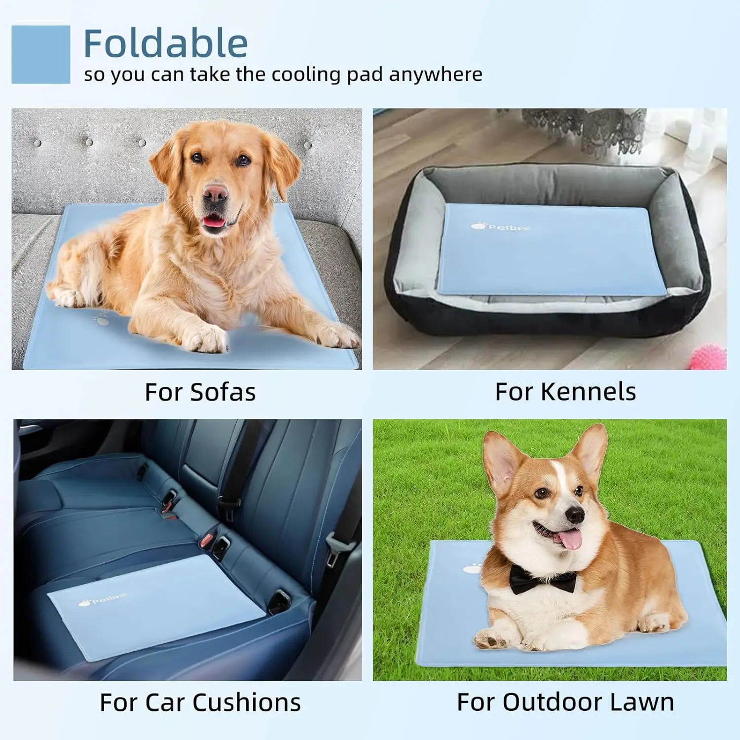 Washable Collapsible Cooling Mat for Dogs,Suitable for Small Pets (12-24 LB), No Additional Water Needed,Outdoor Cooling Dog Mat