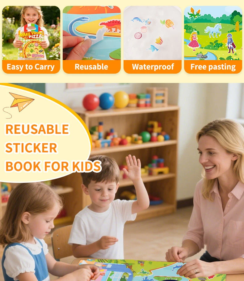 3er-Set wiederverwendbare Jelly-Sticker-Bücher für Kinder: Tier- & Ozean-Cartoon-Sticker-Spielzeug, tragbares DIY-Klebebuch, Sticker-Spielzeug-Geschenke für Kinder – Detail 6
