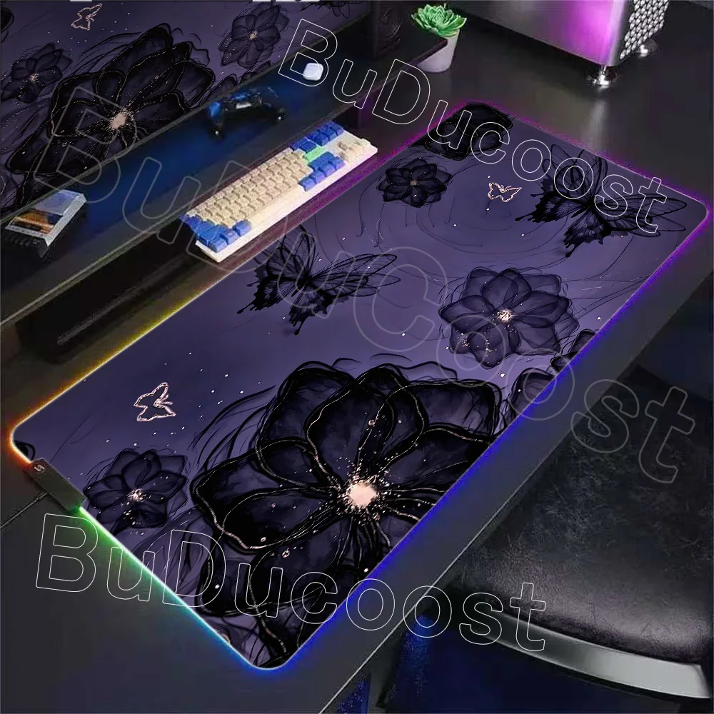 

HD Printing Art Flowers Large RGB Mouse Pad Gaming Custom Mousepad Carpet Soft Office Natural Rubber Desktop Mouse Pad Table Mat