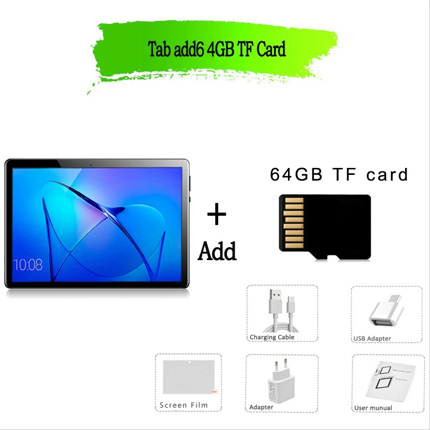 BDF Nieuwe 10.1 Inch Tabletten Octa Core 4GB RAM 64GB ROM Dual SIM-kaarten 3G Telefoontje WiFi Bluetooth Google Play Tablet Pc
