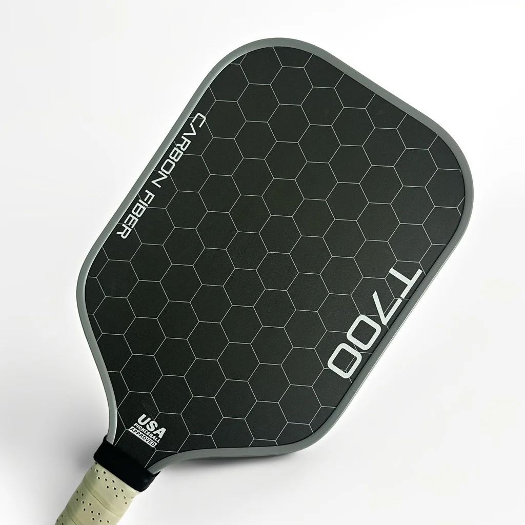 Paleta de Pickleball de fibra de carbono T700, superficie de fricción de carbono, núcleo de panal de polímero, potencia mejorada, giro y control, 16 mm