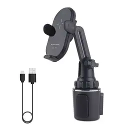 Universal Car Qi 15W Wireless Charger Cup Mobile Phone Holder Mount Automatic Infrared Smart Sensor Clamping Mount Universal Car