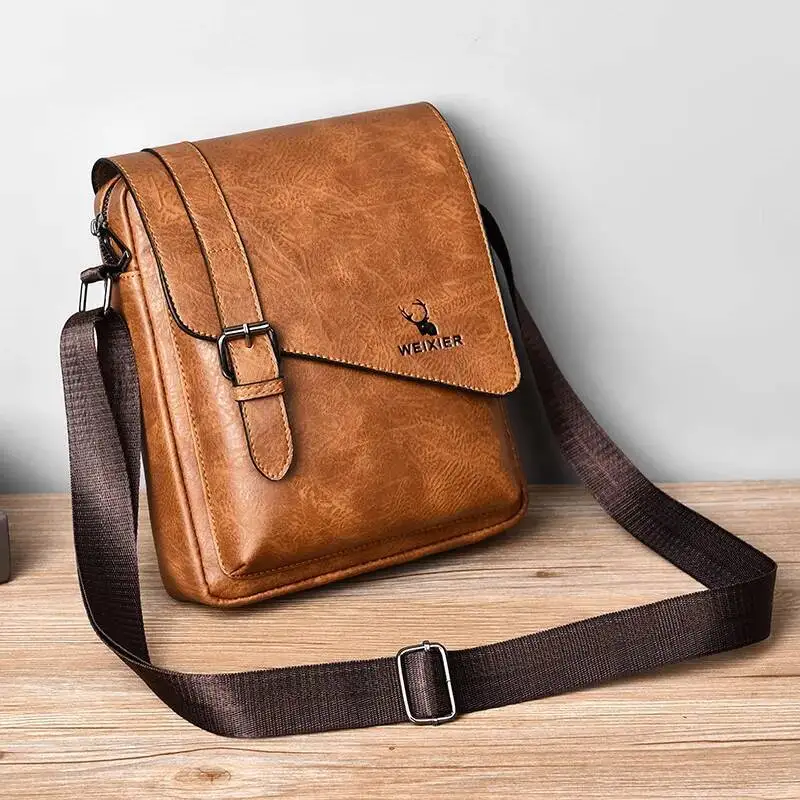 2025 Crossbody Shoulder Vintage Men Handbags Large Capacity PU Leather For Man Messenger Bags Designer Bag