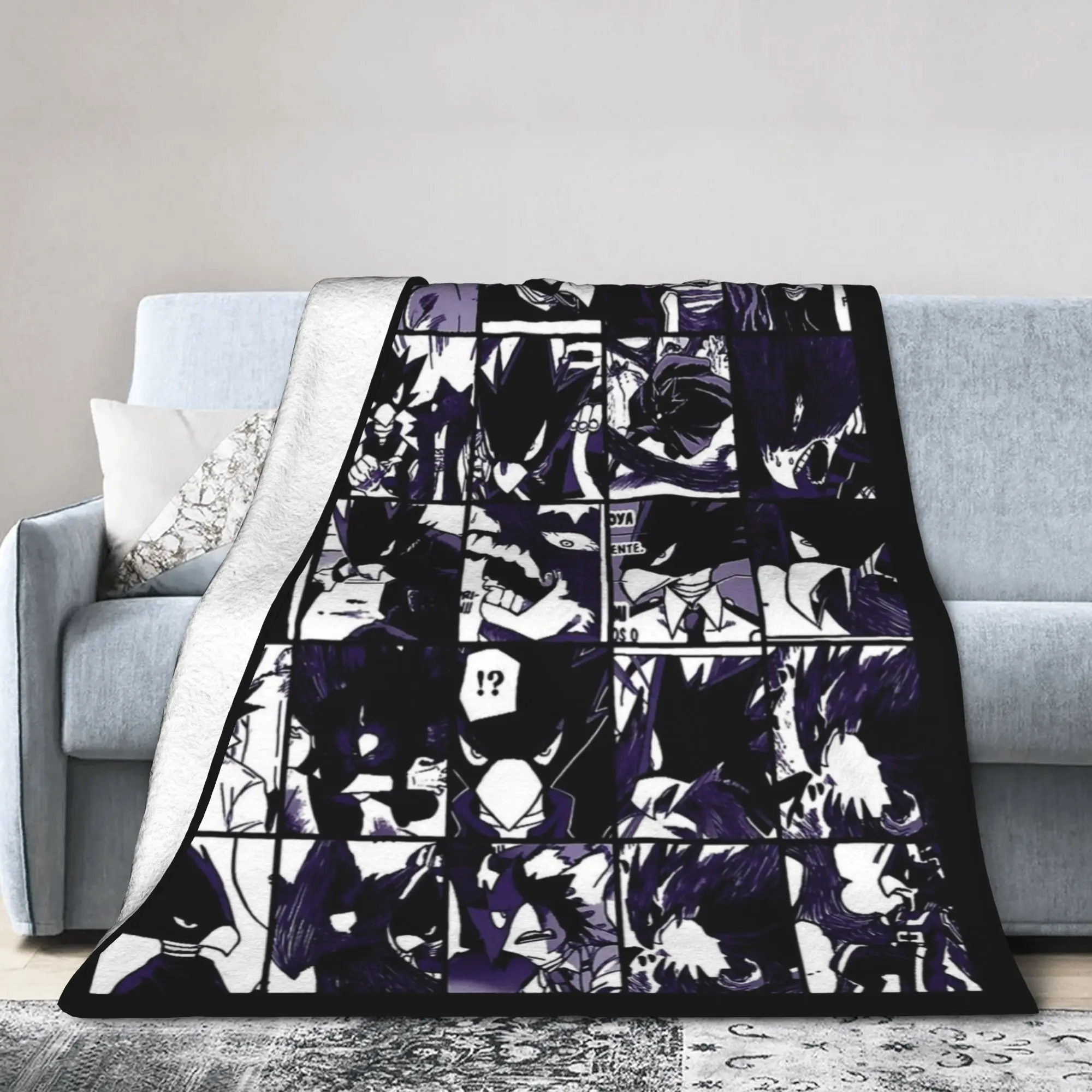 MHA Manga Panel Collage Flannel Blanket Winter My Hero Academia Super Warm Throw Blanket for Kids Bedspread Sofa Bed Cover