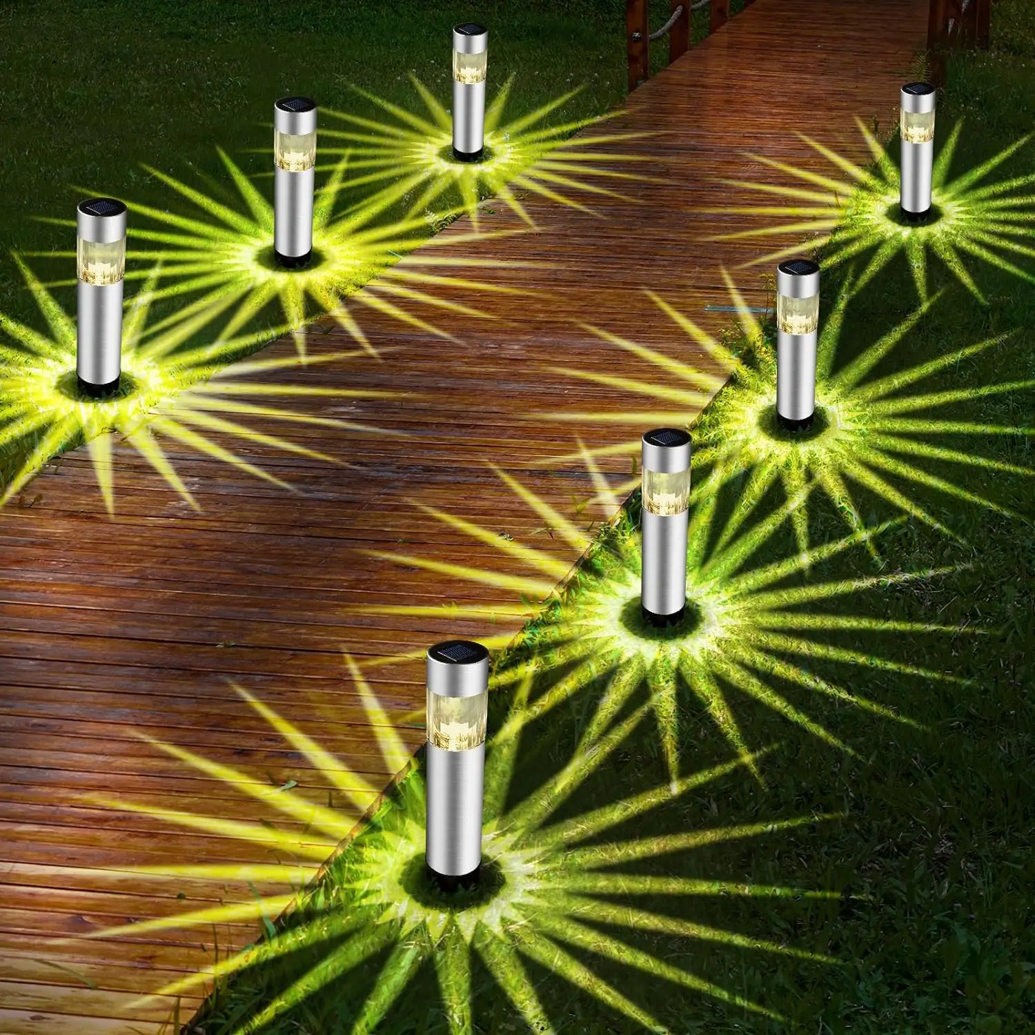 

Solar Garden Light Solar Stainless Steel Garden Path Light Outdoor Landscape Light Gate Column Patio Yard Driveway Lawn Lamp