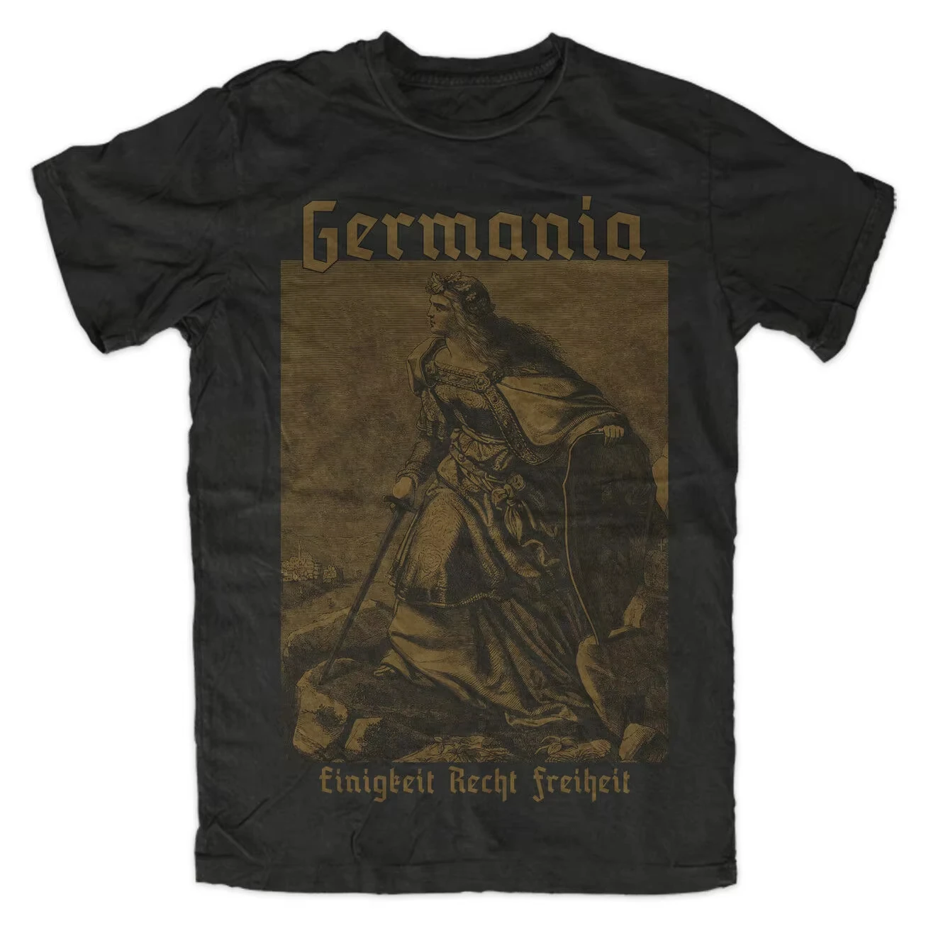 

Deutschland Prussia Germania Goddess, Gott Mit Uns,Gloria T-Shirt. Summer Cotton Short Sleeve O-Neck Mens T Shirt New