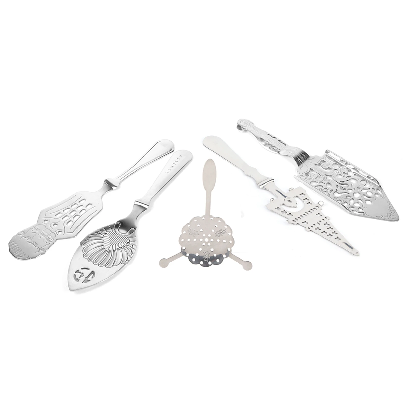 304 Stainless Steel Unique Design Cocktail Bar Glass Cup Drinking Filter Wormwood Spoon Drinking Spoons