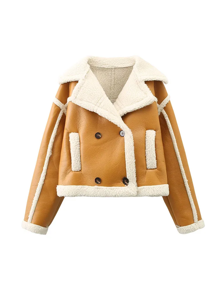 Winter Spring Leather Jacket Sheepskin Fur Coat Motorcycle Short Jacket Thickened Warmer Suede Outerwear Coat