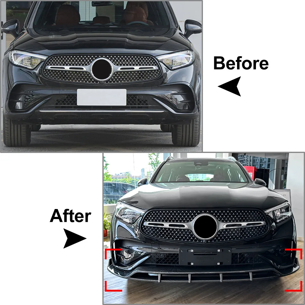 3Pcs/Set Car Front Bumper Spoiler Lip Splitter Trim For Mercedes Benz GLC Class X254 GLC260 GLC300 2023+