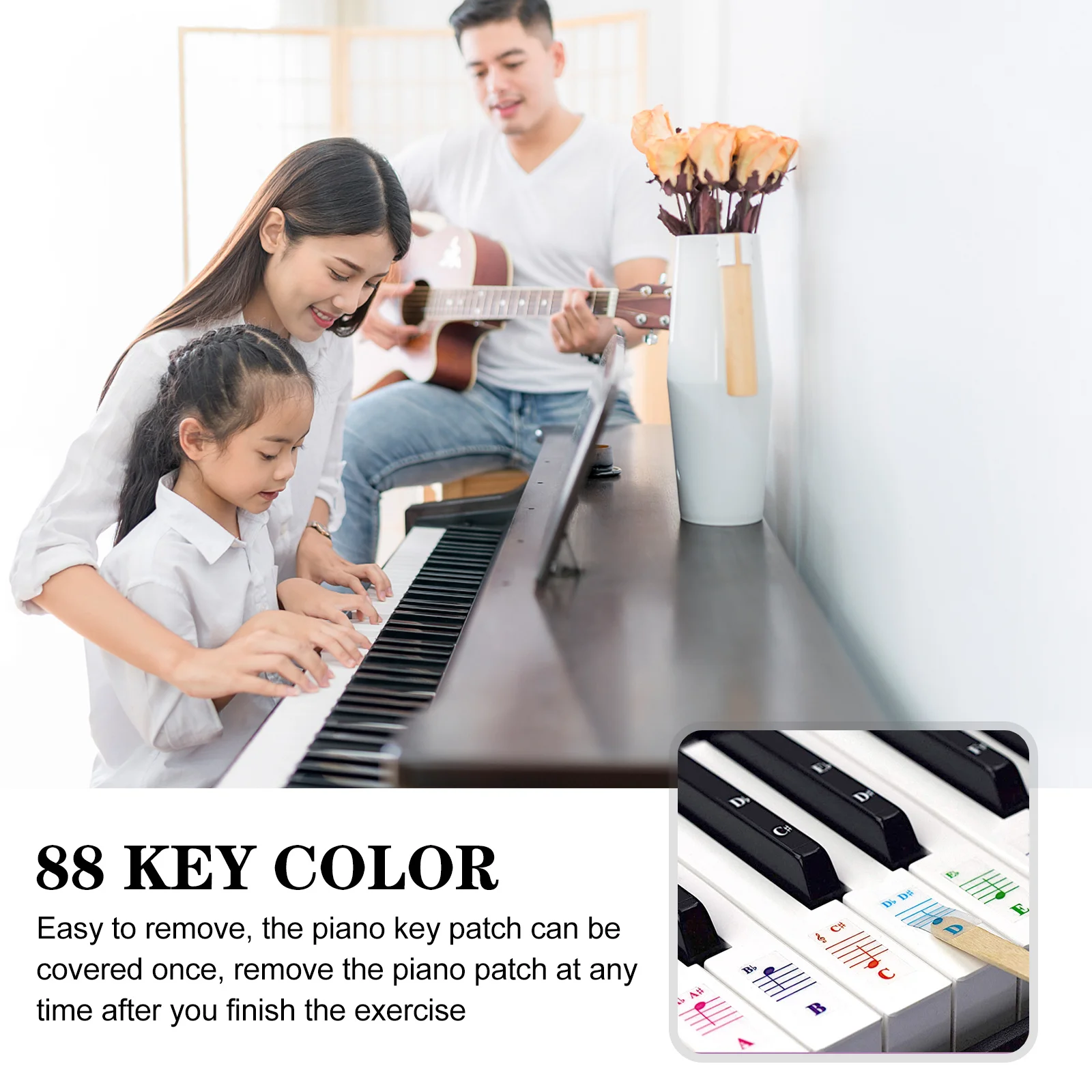 

1Set Piano Accessories Keyboard Stickers for Beginners Perfectly Matched Keys Easy to Use Piano Keyboard Sticker
