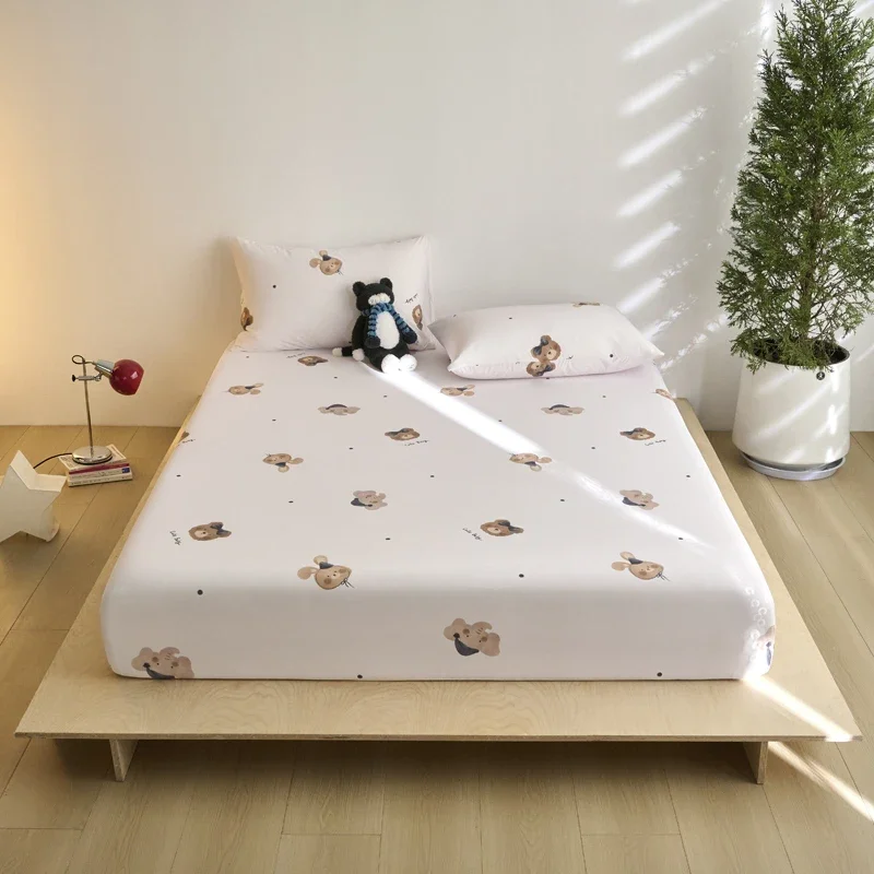 Ice Silk Bed Sheet Set Summer Breathable Cooling Fitted Sheet Pillowcase Cool Feel Single Double Mattress Cover,Can Custom Sizes