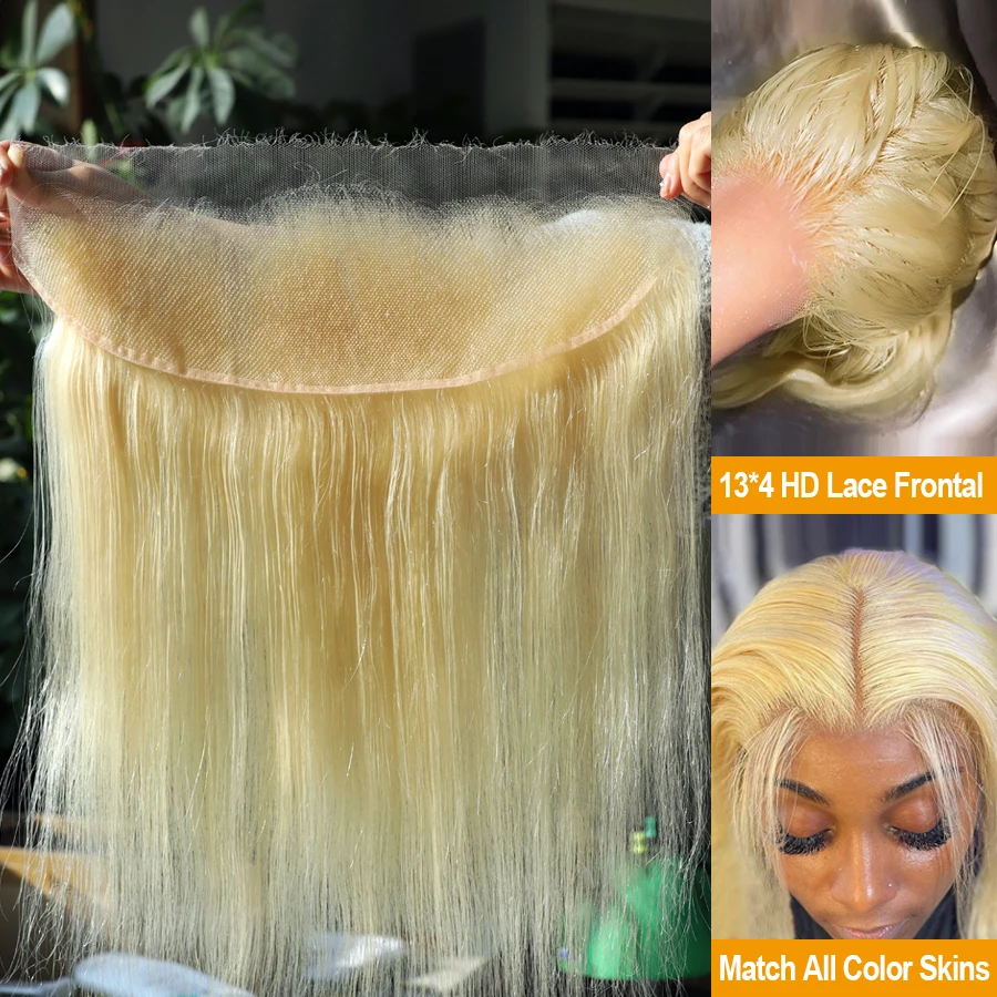 

613 Blonde 13x4 Real HD Transparent Lace Frontal Ear to Ear Brazilian Human Hair Straight 5*5 Swiss HD Lace Frontal Closure