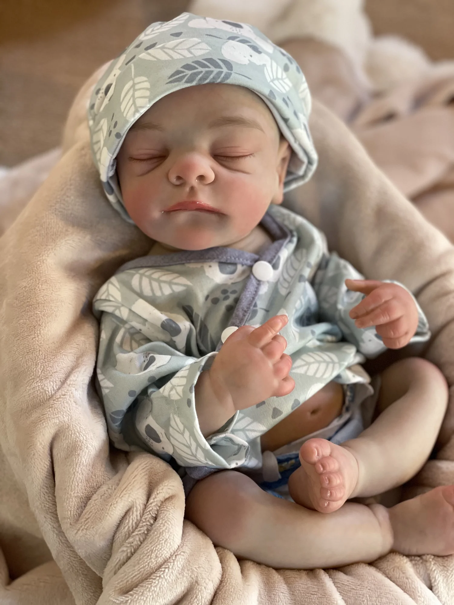 Aizwa1 realista 3D pintado pele bebê recém-nascido menino feito à mão boneca reborn para crianças presentes de aniversário