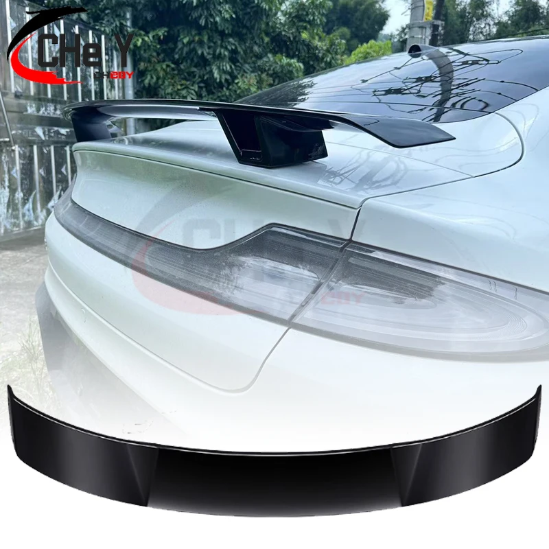 For Xiaomi SU7 Max 2024 Forged Forged Carbon Fiber Look Gloss Black ABS Rear Wing Trunk Rear GT Spoiler