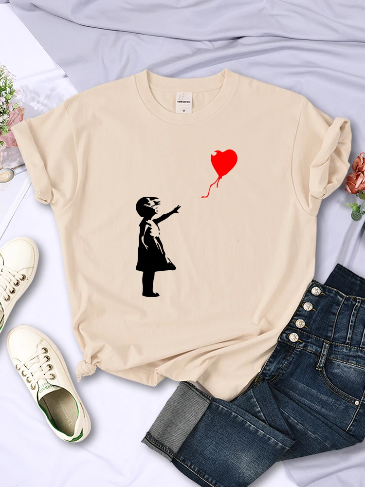 

Женская футболка с принтом Let'S Fly Love Balloons, мягкая дышащая футболка с короткими рукавами, модные топы в стиле хип-хоп, повседневная женская футболка, одежда