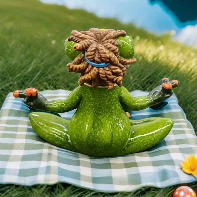 Resin Meditating Yoga Frog Statue Resin Frog Sculpture Garden Frog Decor Meditation Statue Desktop Yoga Frog Decoration For