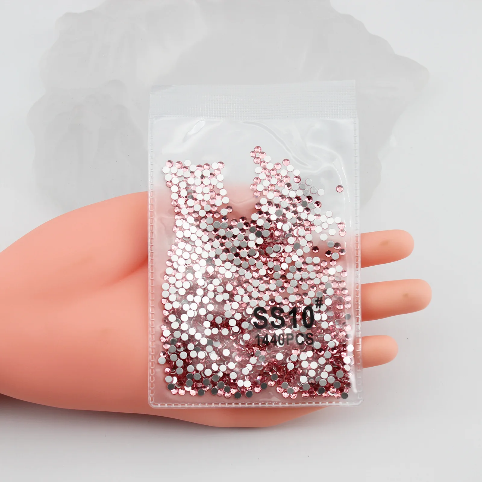 SS4-40 vetro rosa chiaro Glitter cristallo Flatback Non HotFix Strass Strass fascino fai da te Nail Art decorazioni gioielli diamante