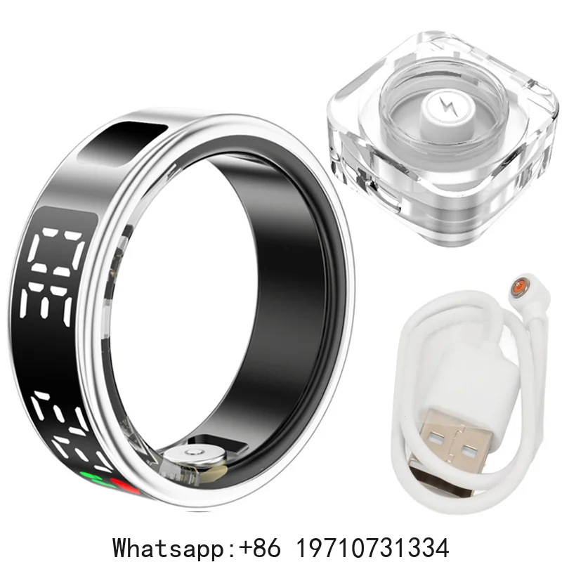 Smart Ring Heart Rate Blood Oxygen Health and Sleep Monitor 5ATM Waterproof Multi-sport Modes Fitness Ring for Android iOS