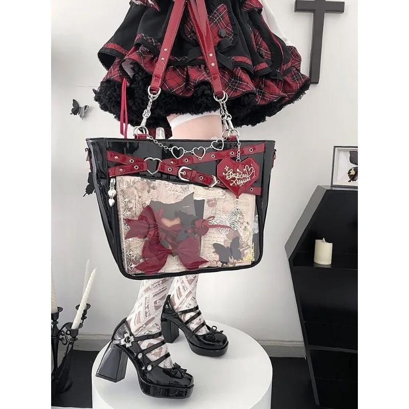 

Сумка-кроссбоди Y2K в стиле Ita Bag для девушки, прозрачная, в форме сердца, с цепочкой, для уличной моды, DIY, для демонстрации украшений