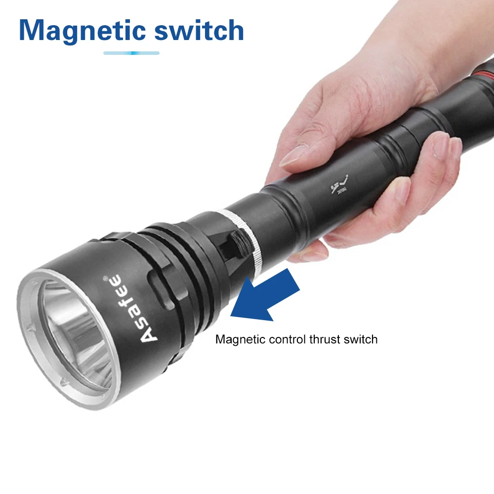 Asafee 80M Underwater P70 LED 3000LM 300 Range Diving Flashlight Magnetic Switch Torch Waterproof Scuba Lantern 18650/26650