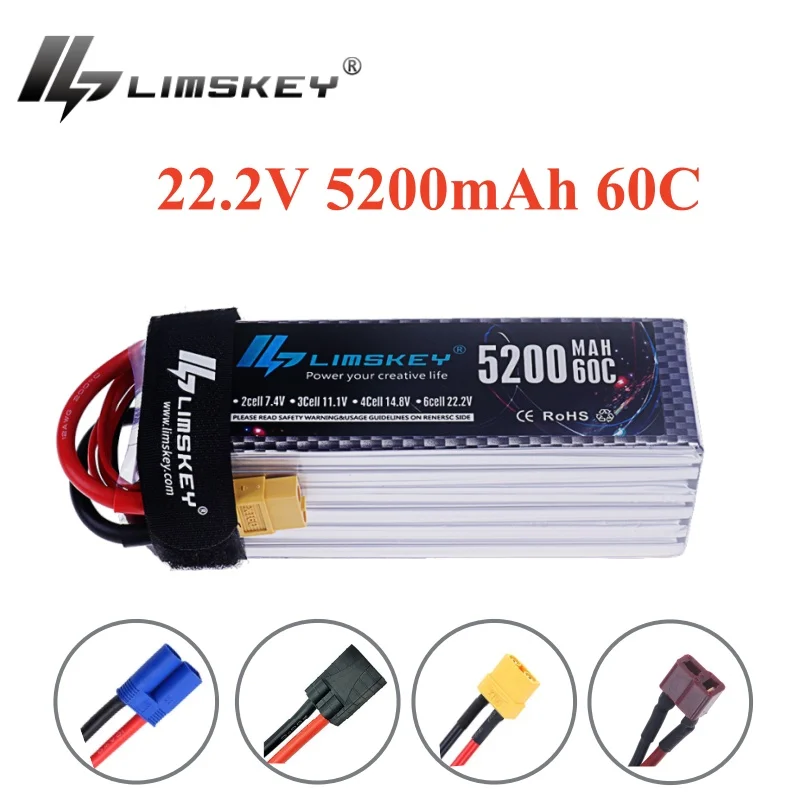 6S 5200mAh Lipo Battery 22.2V 60C Softcase with EC5 Plug for RC Car FPV Drone Desert Truck RC Racing Hobby Parts XT60 T XT90