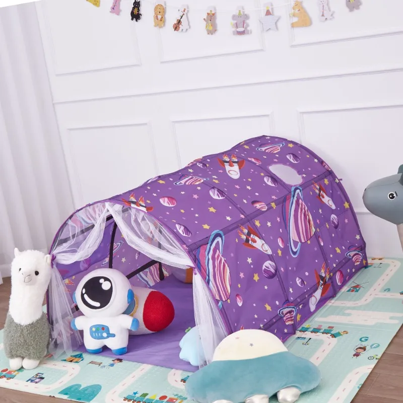 Tente fusée étoile Portable pour enfants, moustiquaire, auvent, lit pour enfants, tente pliante bloquant la lumière, décor de chambre pour filles et garçons