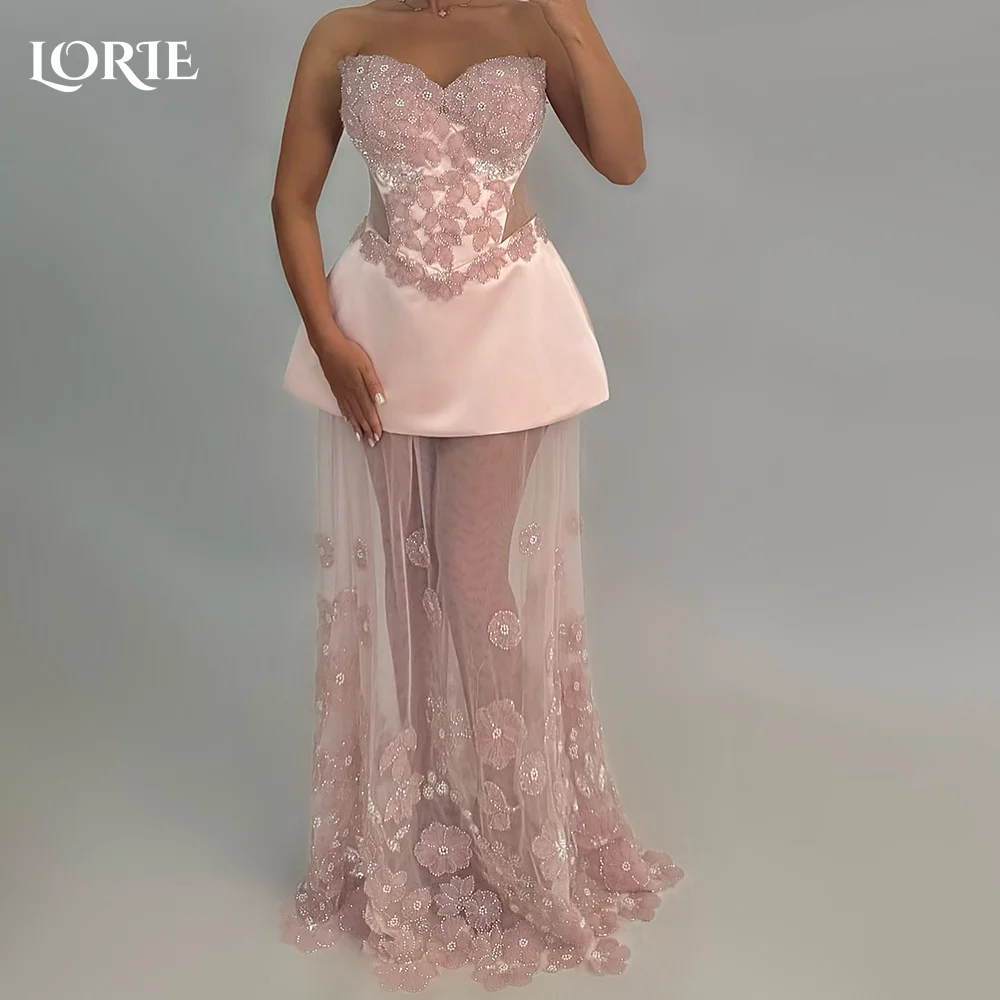 

LORIE 3D Flowers Mermaid Evening Dresses Pleats Sweethart Ruched Prom Gown Party Dresses 2025 Customized Brithday Gown No Glove
