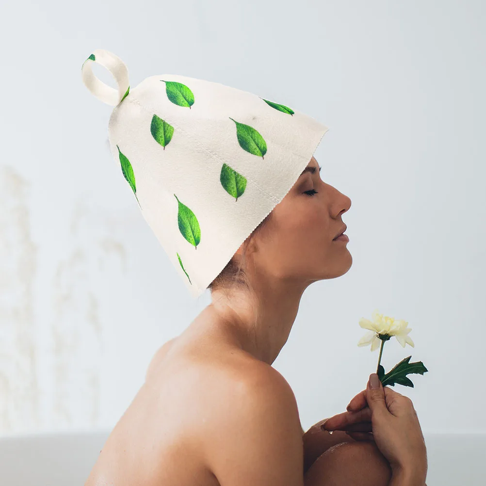 

2Pcs Sauna Hat Felt Bathing Hats Waterproof Large Shower Caps for Women Heat Hair Covers Leaf Snowflake Design
