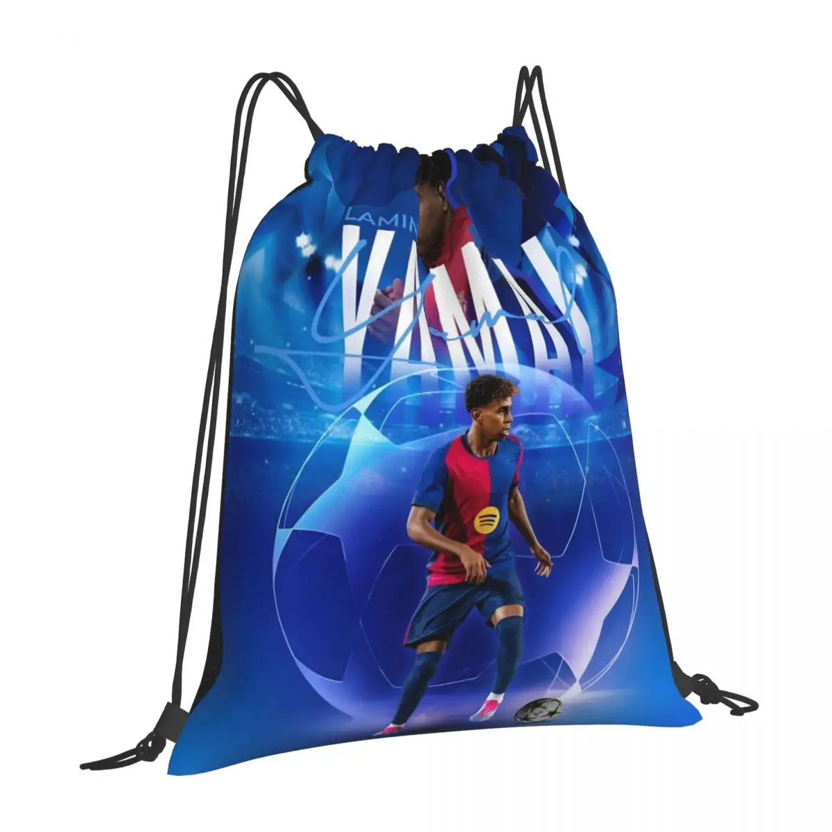 Lamine Yamal Num 19 Custom Pattern Logo Drawstring Bag Travel Backpack Student Storage Bag School Bag