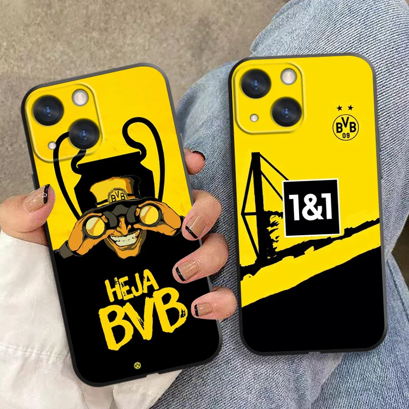 B-Borussia Dortmunds Pattern Phone Case For Apple iPhone 15 14 13 12 11 SE XS XR X 7 8 6 mini Plus Pro MAX Soft Black Cover