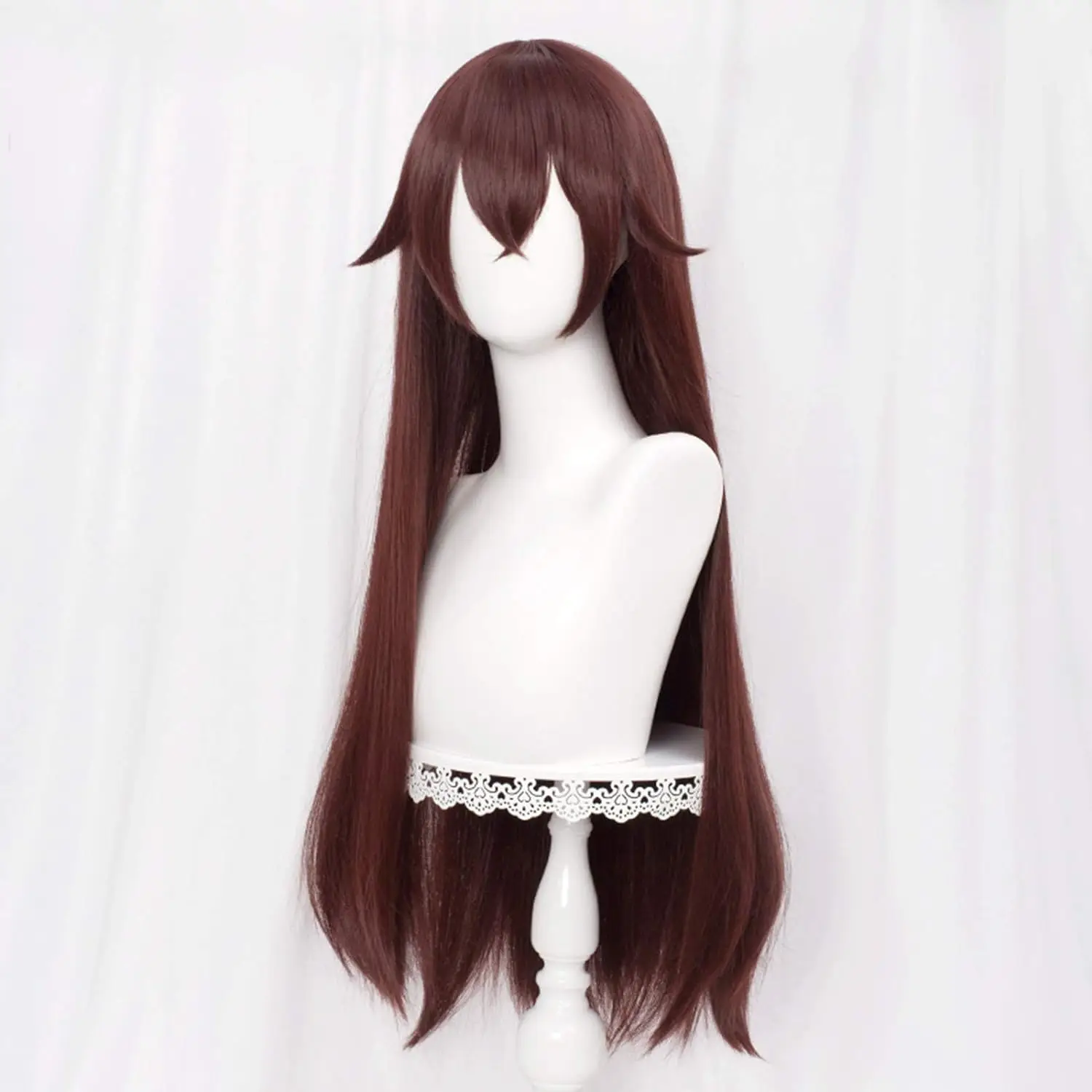 Long Straight Brown Wig for Amber Cosplay Costume Women Long Anime Natural Soft Party Hair Wigs with Bangs