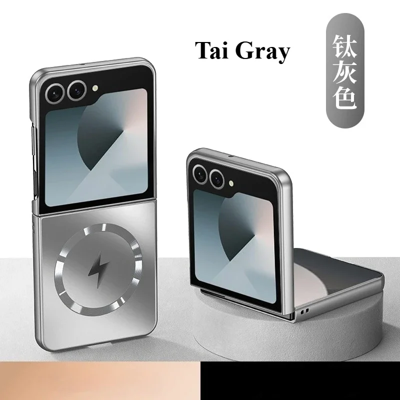 Luxuriöse, ultradünne, magnetische Lade-Handyhülle für Samsung Galaxy Z Flip 7, 6, 5, 4, 3, metallisch, einfarbig, Anti-Fall-Schutzhülle – Detail 5