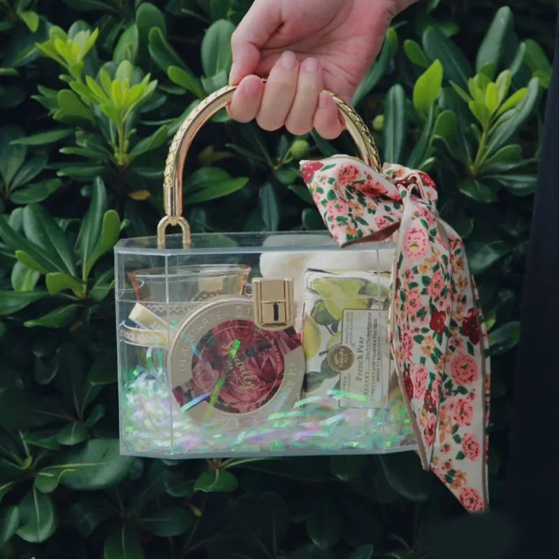 

Luxury Acrylic Women's Bag Wedding Bridesmaid Gift Box High-Quality Transparent Handbag Clutch Purses