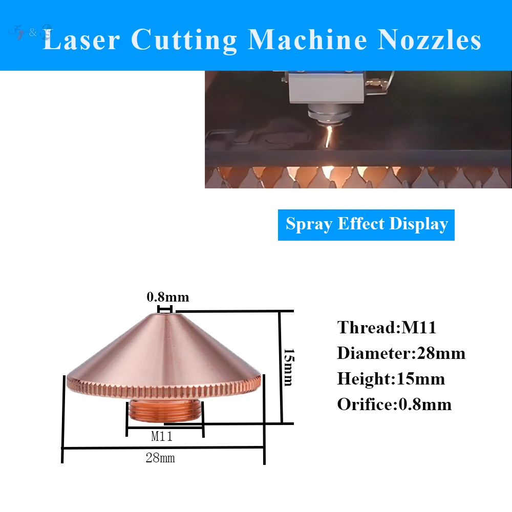 M11 Standard D28 Red Copper Laser Nozzle Single Double Layer Fiber Laser Cutting Head Nozzle For Construction Industry Cut