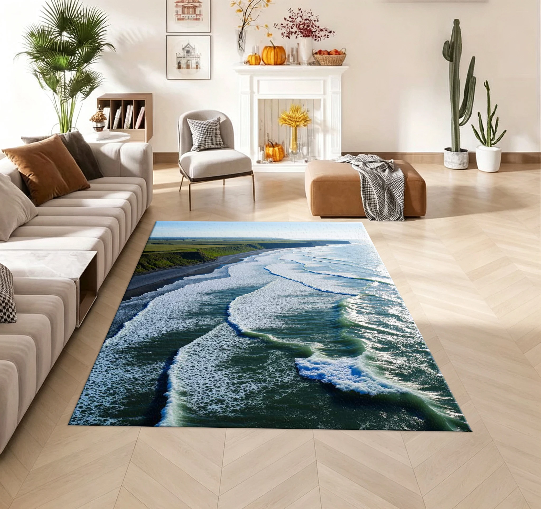 Ocean Beach Wave Nature Carpet Floor Mat Seaside Scenery Photo Printed Carpet Living Room Bedroom Home Floor Mat