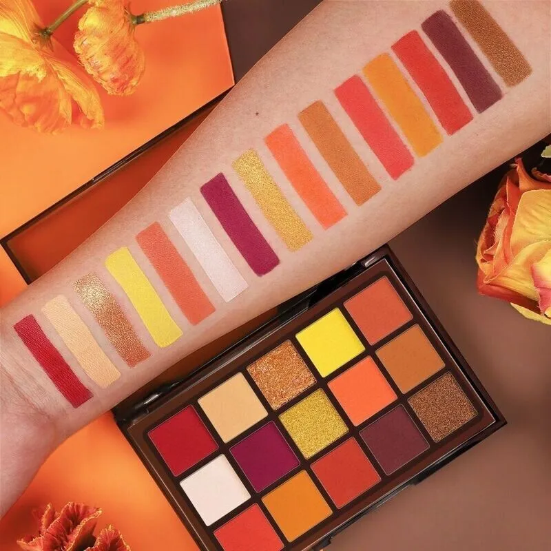 Sunset Orange Portable Makeup Palette Pumpkin Earth Tones Halloween Orange Soda Themed Compact Art Kit for Festive Occasions