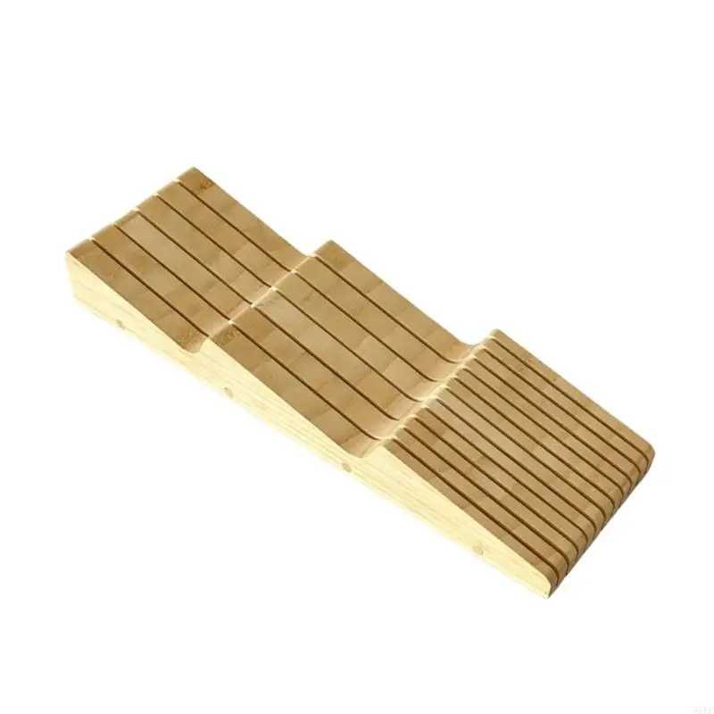 Wooden Cutlery Tray for Kitchen Drawer Sorting, Sectioned Drawer Insert 43 x 14 x 5 with Blade Down Storage and Clear Separation