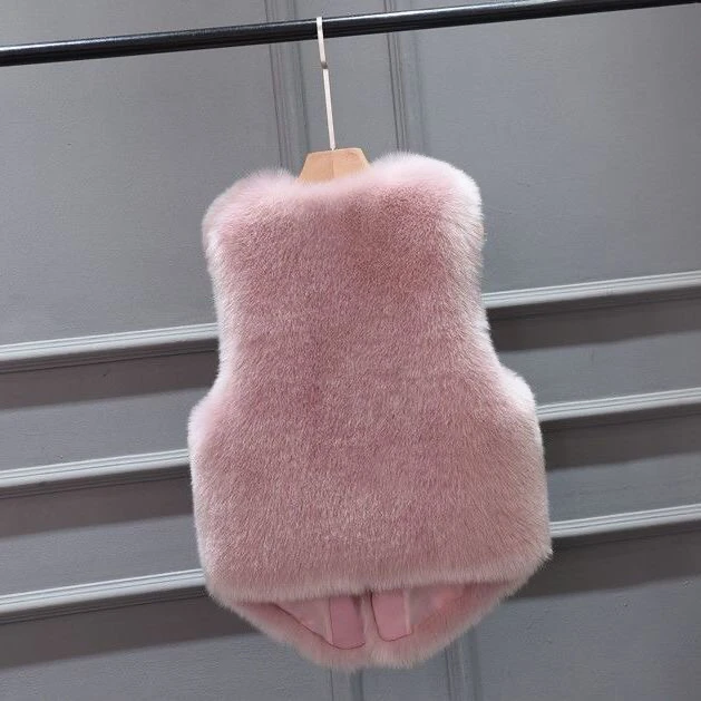 Autumn and Winter 2023 New Imitation Fur Vest Plush Rex Rabbit Hair Short Fashion Waistcoat Women and Girls Leisure  PinK