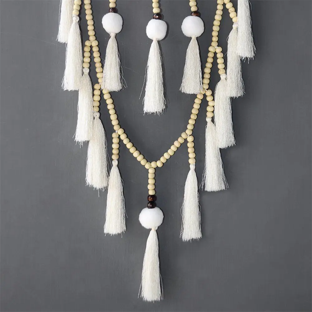 Macrame Wall Hanging Dream Catcher Large Natural Hairball (Beads with tassel)