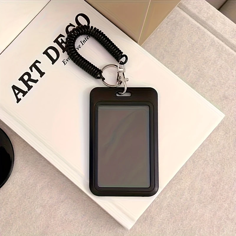 1pc/Durable plastic keychain card holder - Student and professional ID card holders，Includes storage for meal cards and bus card